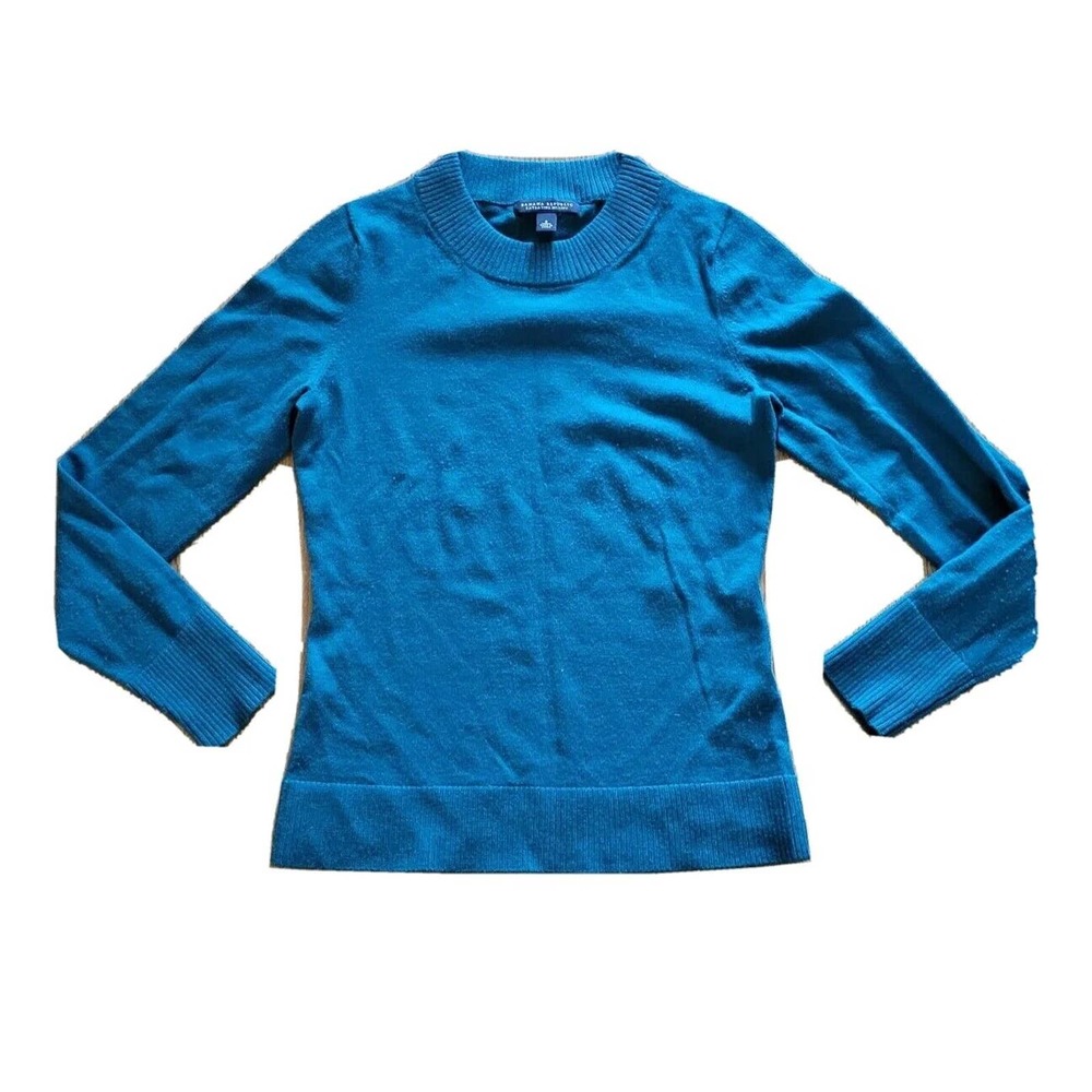 Banana Republic Sweater Top Shirt Womens Small Green Merino Wool Basic Holiday